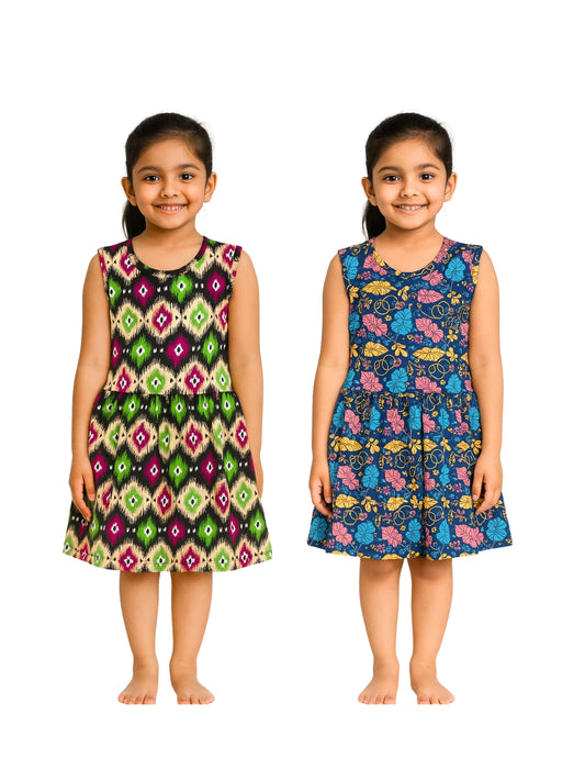 KIDS LS FROCK FLORAL PRINT