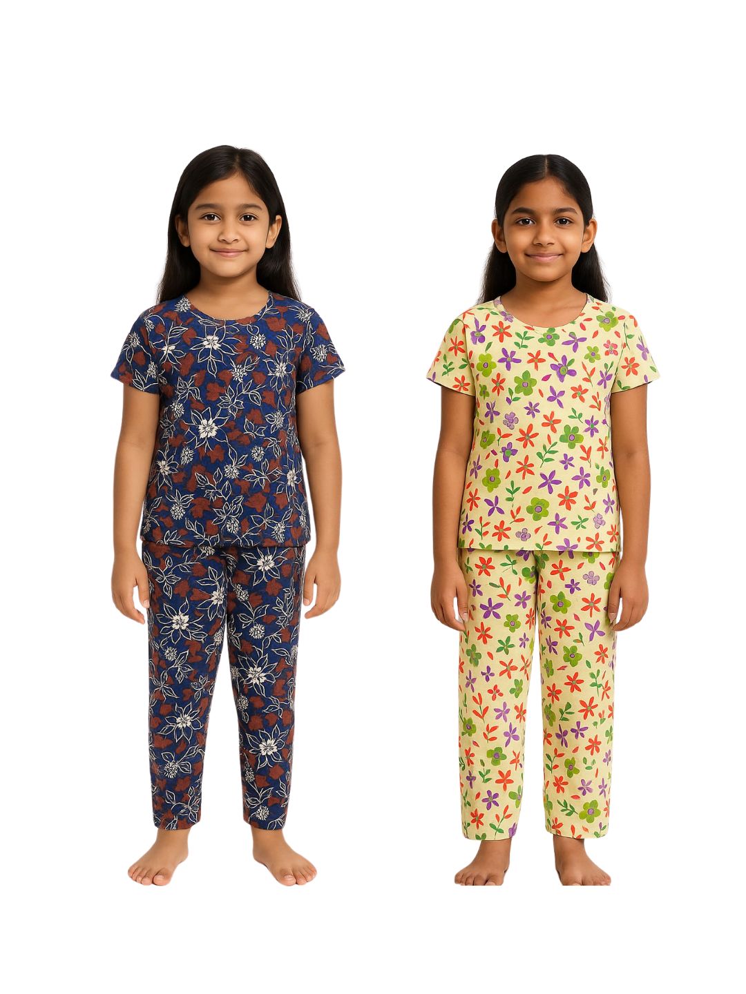 GIRLS AOP PYJ TOP AND BOTTOM SET(PACK OF 2)2YRS-10YRS