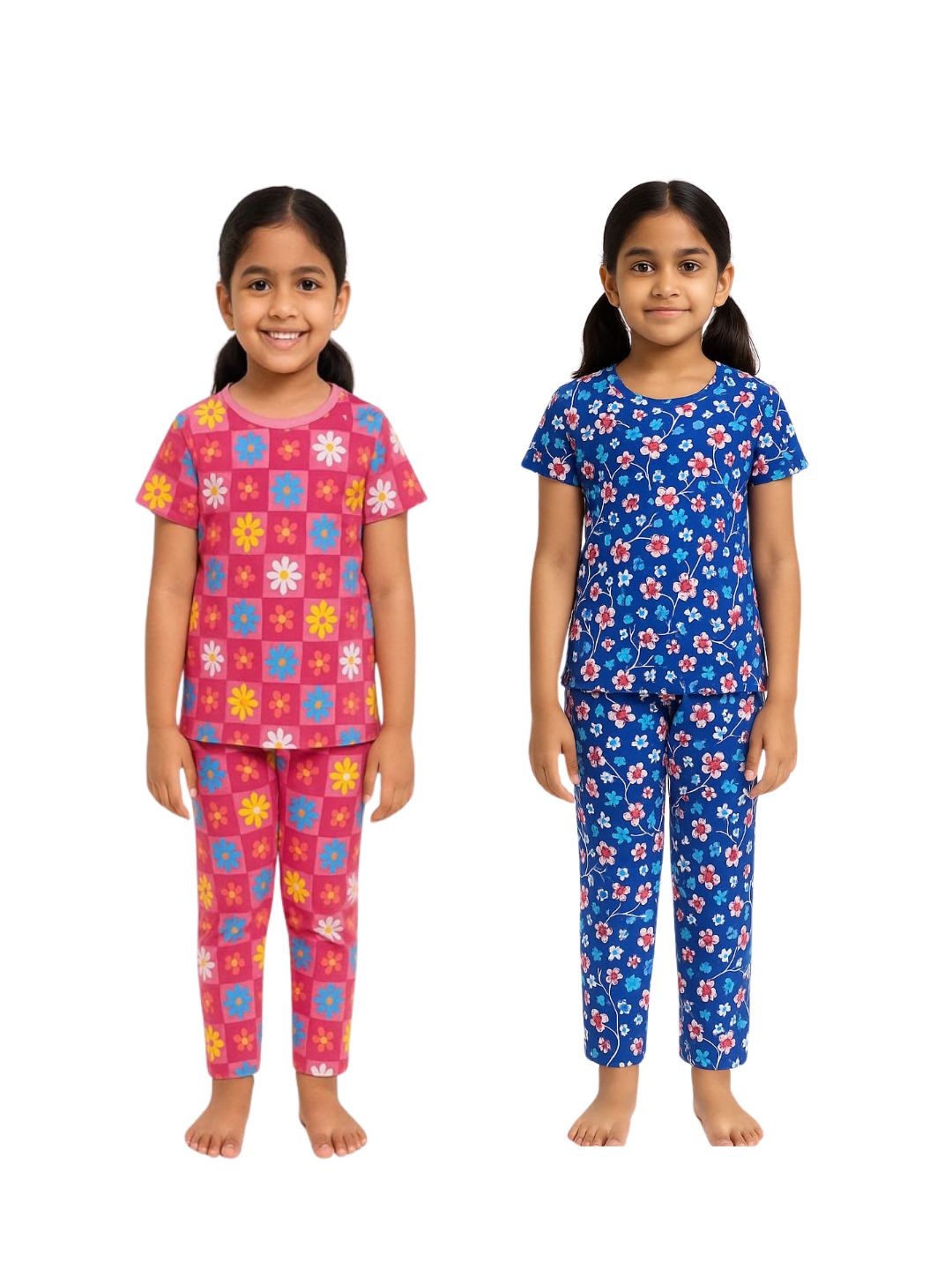 GIRLS AOP PYJ TOP AND BOTTOM SET(PACK OF 2)2YRS-10YRS