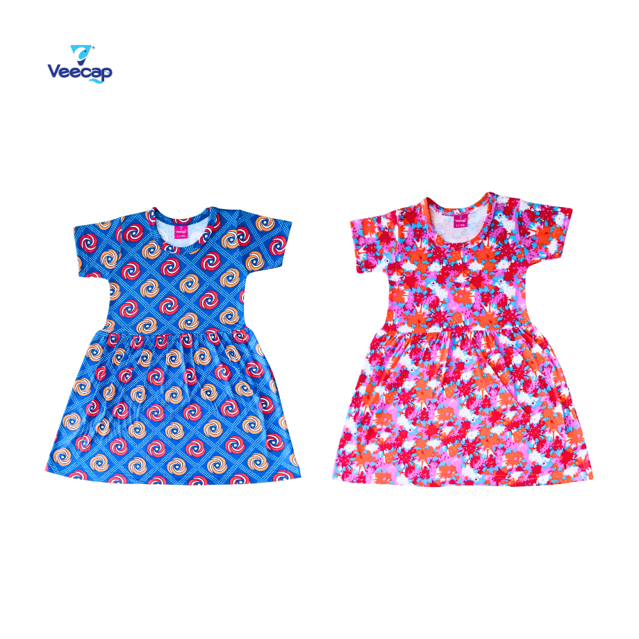 KIDS SLEEVE FROCK PACK OF 2(2-3YRS-9-10YRS)