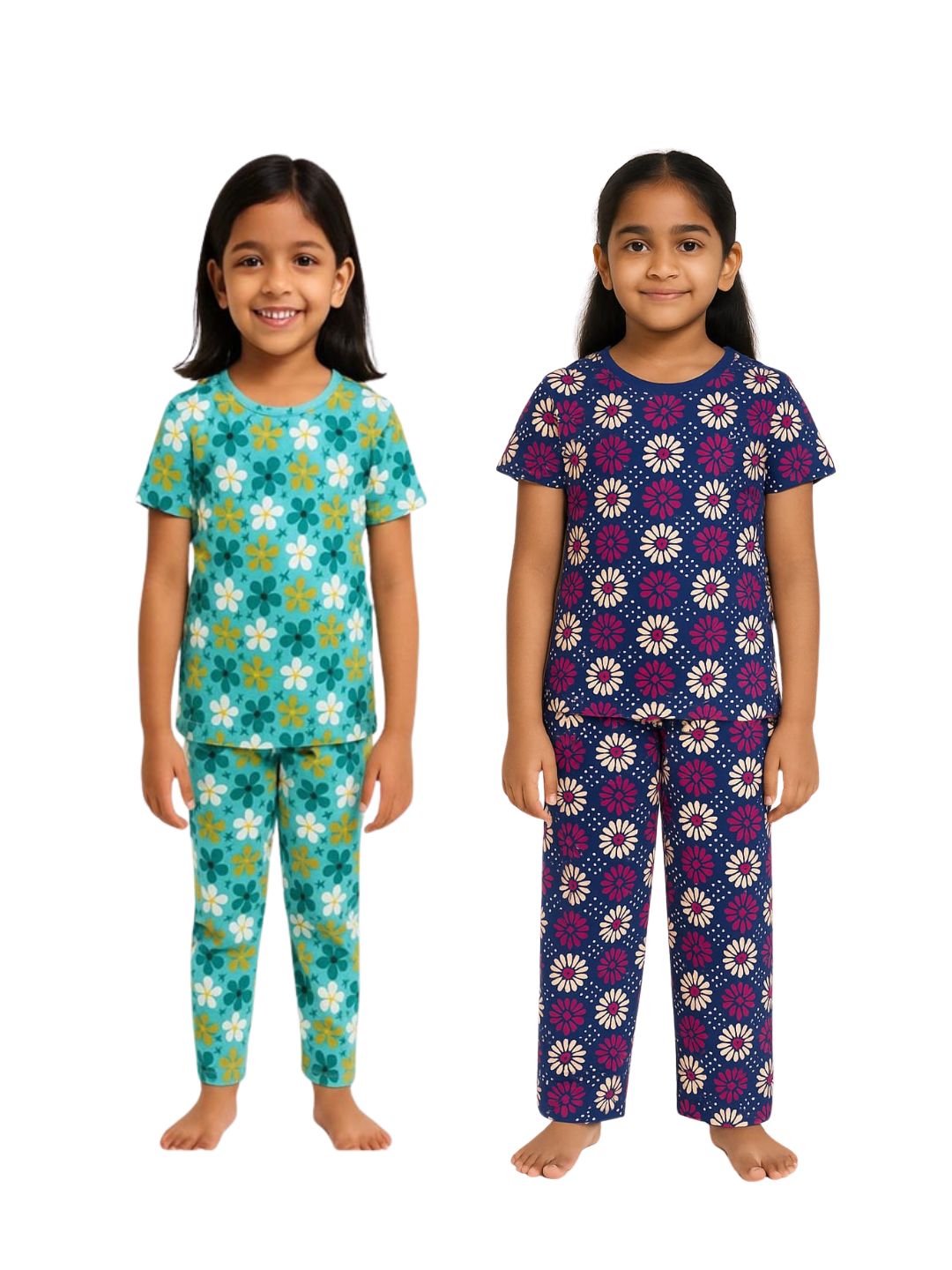 GIRLS AOP PYJ TOP AND BOTTOM SET(PACK OF 2)2YRS-10YRS
