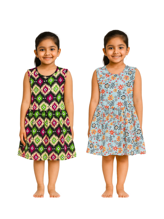 KIDS LS FROCK FLORAL PRINT