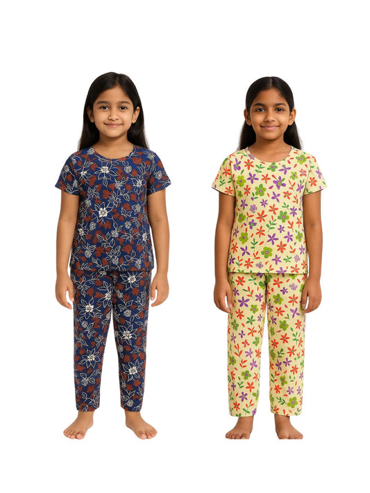 GIRLS AOP PYJ TOP AND BOTTOM SET(PACK OF 2)2YRS-10YRS