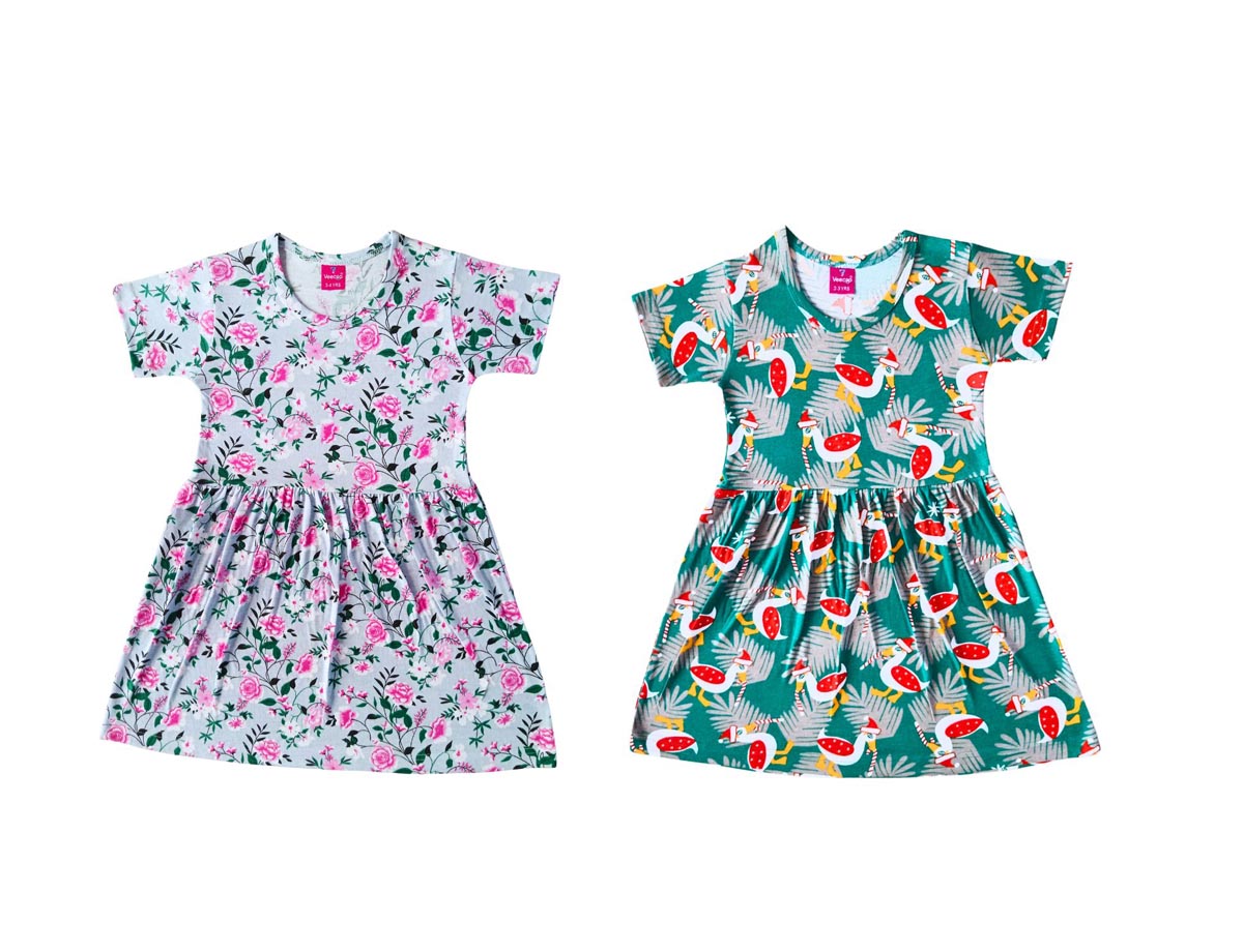 KIDS SLEEVE FROCK PACK OF 2(2-3YRS-9-10YRS)