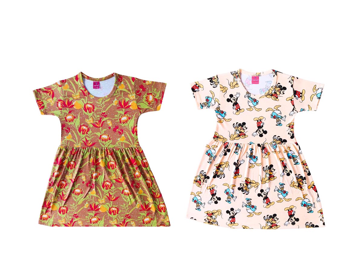 KIDS SLEEVE FROCK PACK OF 2(2-3YRS-9-10YRS)