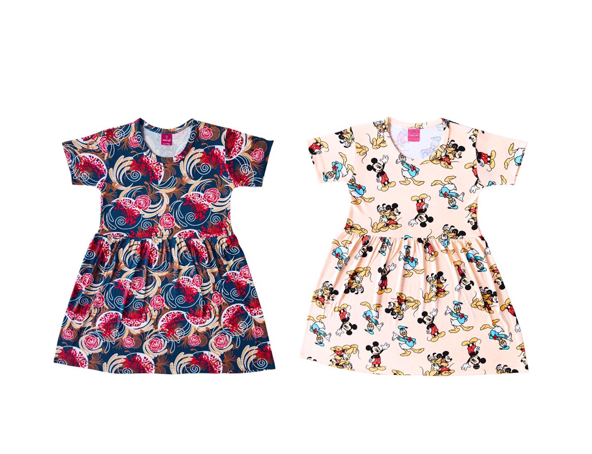 KIDS SLEEVE FROCK PACK OF 2(2-3YRS-9-10YRS)