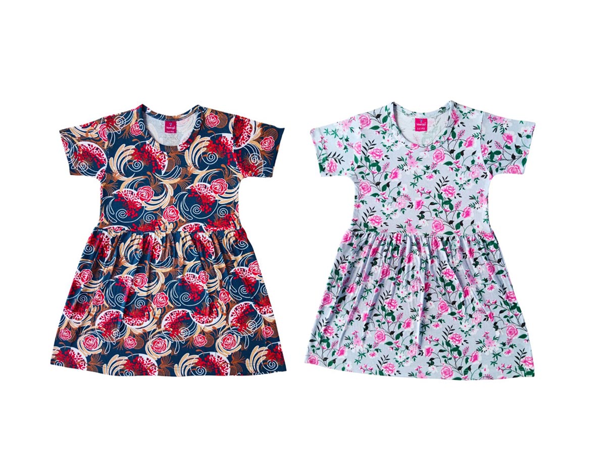 KIDS SLEEVE FROCK PACK OF 2(2-3YRS-9-10YRS)