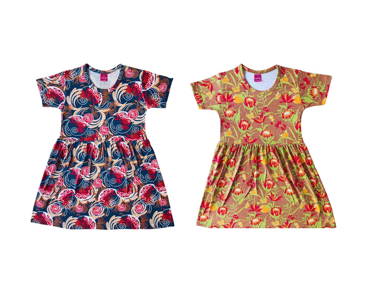 KIDS SLEEVE FROCK PACK OF 2(2-3YRS-9-10YRS)