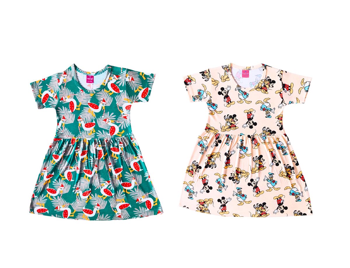 KIDS SLEEVE FROCK PACK OF 2(2-3YRS-9-10YRS)