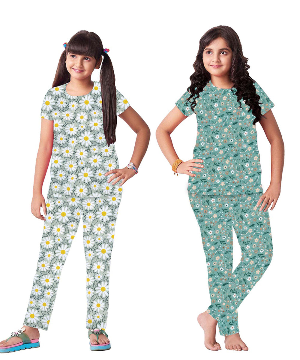 GIRLS AOP PYJ TOP AND BOTTOM SET(PACK OF 2)2YRS-10YRS